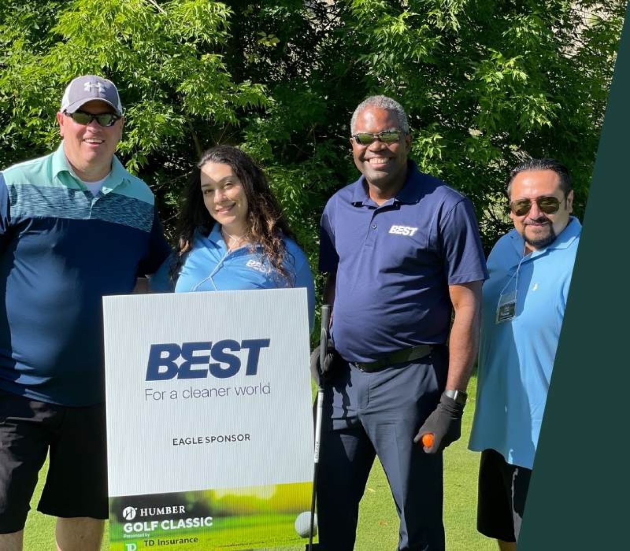 Team posing together at a BOMA golf event.