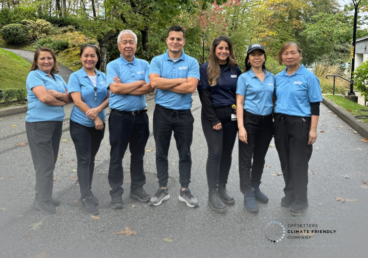 Team Members Picture and Offsetters Climate Friendly Company Logo.
